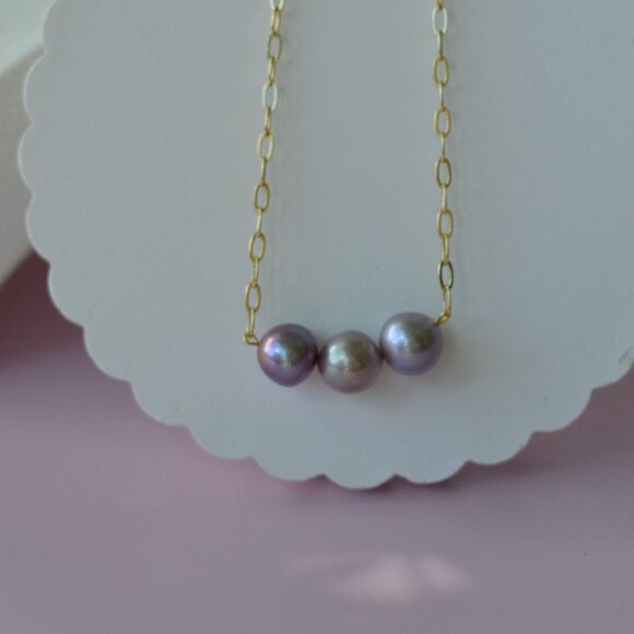 22" Natural Purple Edison Pearl Necklace – Gold Plated Chain - Picture 1 of 7